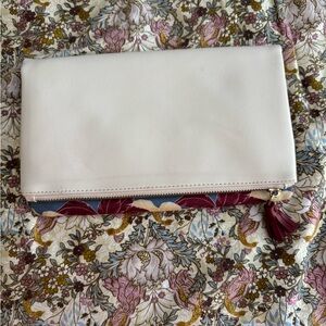 Rachel Pally White and Burgundy Clutch